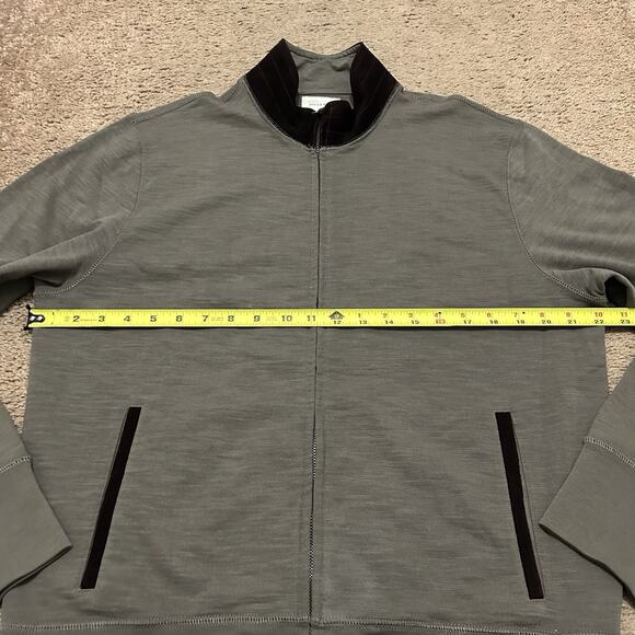 BILLY REID Zip Front Track Jacket Taupe W Brown Suede Collar And Trim Sz L - Picture 4 of 8